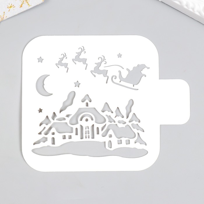 Трафарет пластиковый "Рождественская ночь" 9х9 см - Фото 1