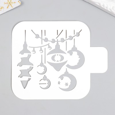 Трафарет пластиковый "Игрушки для ёлки" 9х9 см