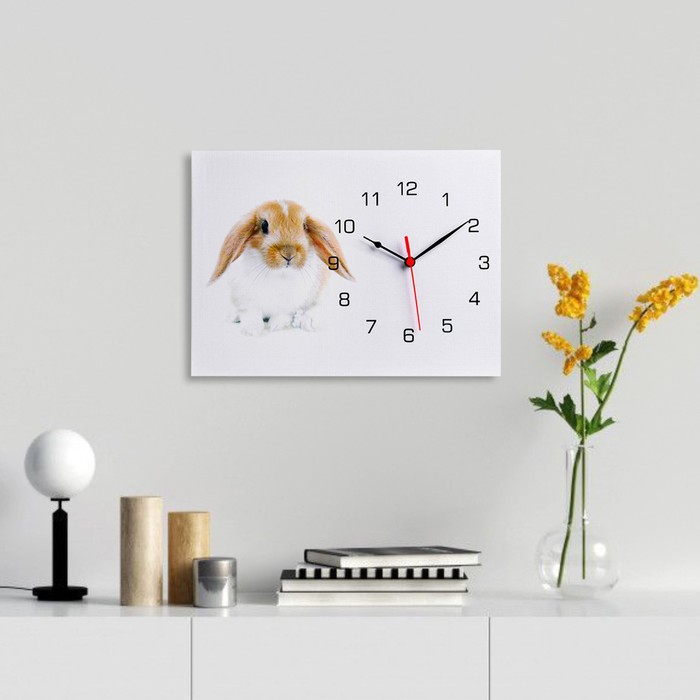 Часы-картина настенные "Заяц", плавный ход, 30 х 40 см, 1 АА - фото 1906027345