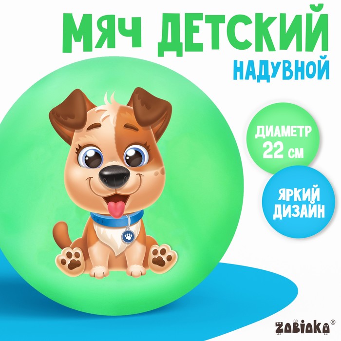 Мяч детский ZABIAKA «Пёсик», d=22 см, 60 г, цвет МИКС - Фото 1