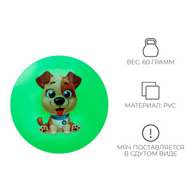 Мяч детский «Пёсик», d=22 см, МИКС