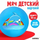 Мяч детский «Дельфинчик» 22 см, 60 г, цвет синий - фото 671764