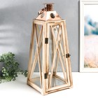 Подсвечник дерево "Фонарь - трапеция" бежевый набор 2 шт 39х18х13; 55х15х22,5 см - фото 21660686