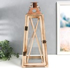 Подсвечник дерево "Фонарь - трапеция" бежевый набор 2 шт 39х18х13; 55х15х22,5 см - фото 21660687