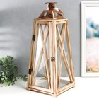 Подсвечник дерево "Фонарь - трапеция" бежевый набор 2 шт 39х18х13; 55х15х22,5 см - фото 21660688