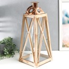 Подсвечник дерево "Фонарь - трапеция" бежевый набор 2 шт 39х18х13; 55х15х22,5 см - фото 21660691