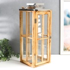 Подсвечник дерево "Фонарь - большие окна" коричневый набор 2 шт 30х13х13; 49х18,5х18,5 см - фото 21660696