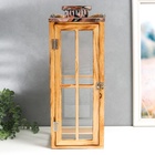 Подсвечник дерево "Фонарь - большие окна" коричневый набор 2 шт 30х13х13; 49х18,5х18,5 см - фото 21660697