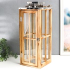 Подсвечник дерево "Фонарь - большие окна" коричневый набор 2 шт 30х13х13; 49х18,5х18,5 см - фото 21660698