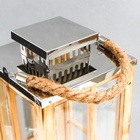 Подсвечник дерево "Фонарь - большие окна" коричневый набор 2 шт 30х13х13; 49х18,5х18,5 см - фото 21660700