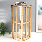 Подсвечник дерево "Фонарь - большие окна" коричневый набор 2 шт 30х13х13; 49х18,5х18,5 см - фото 21660701