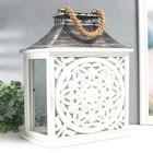 Деревянный подсвечник-фонарь на 1 свечу «Медальон лепнина», набор 2 шт., 29×22×13 см; 47×19×31 см - фото 21660709