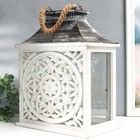 Деревянный подсвечник-фонарь на 1 свечу «Медальон лепнина», набор 2 шт., 29×22×13 см; 47×19×31 см - фото 21660710