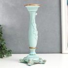 Подсвечник полистоун на 1 свечу "Пышный лист" нежно-голубой 26,5х9х9 см - фото 21660736