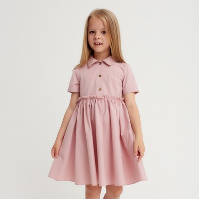 Платье для девочки с воротником KAFTAN, размер 32 (110-116 см), пудровое