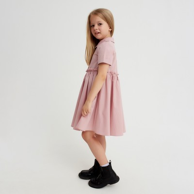 Платье для девочки с воротником KAFTAN, размер 32 (110-116 см), пудровое