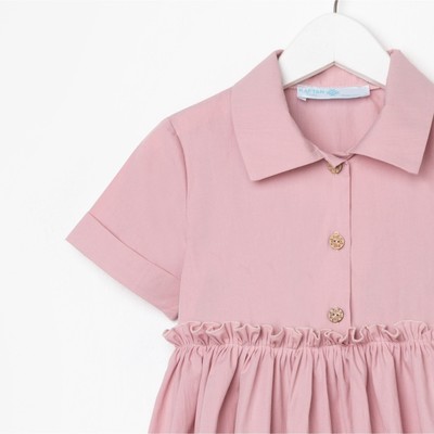 Платье для девочки с воротником KAFTAN, размер 32 (110-116 см), пудровое