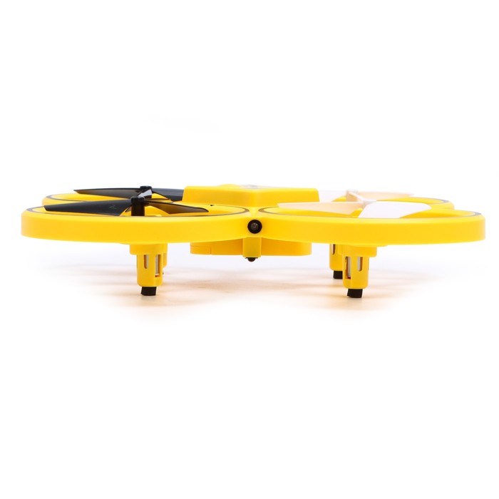 Квадрокоптер радиоуправляемый DRONE, подсветка, работает от аккумулятора, цвет жёлтый - фото 1906027817