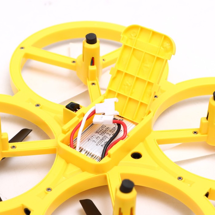 Квадрокоптер радиоуправляемый DRONE, подсветка, работает от аккумулятора, цвет жёлтый - фото 1906027820
