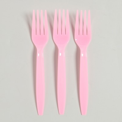 Вилки пластиковые, 6 шт., цвет розовый