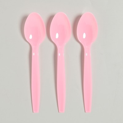 Ложки пластиковые, 6 шт., розовая