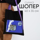 Шопер текстильный «Руки убрал» кот, с карманом, 35 х 0,5 х 40 см, чёрный - фото 5488644