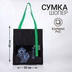 Шопер текстильный с карманом «Дракон»,35 х 0,5 х 40 см, чёрный - фото 321015206