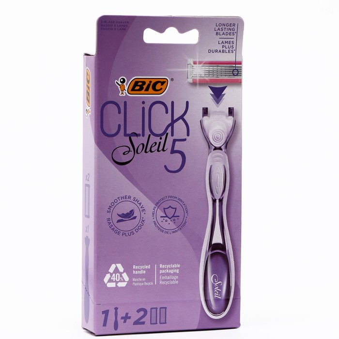 Станок для бритья женский BIC Click 5 + 2 сменные кассеты, 1 шт. - Фото 1