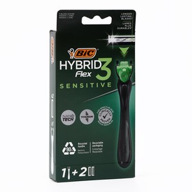 Станок для бритья мужской BIC Hybrid 3 Flex Sensitive + 2 сменные кассеты с 3 лезвиями, 1 шт.