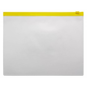Папка-конверт на ZIP-молнии A5 150 мкм, Calligrata, прозрачная, жёлтая молния (комплект 12 шт)