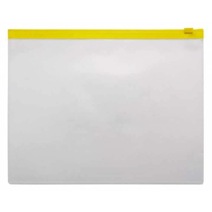 Папка-конверт на ZIP-молнии A5 150 мкм, Calligrata, прозрачная, жёлтая молния - Фото 1