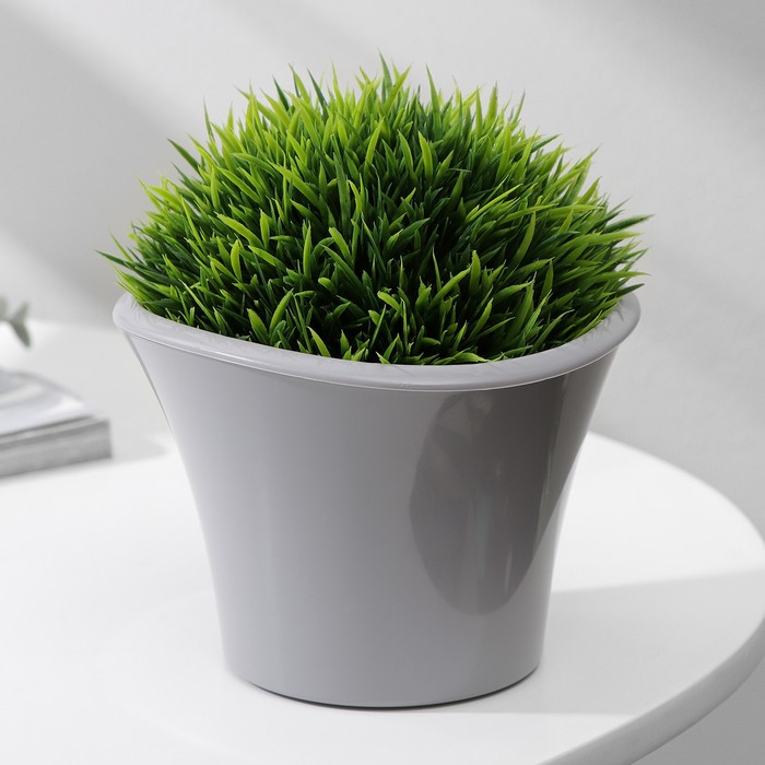 Кашпо для цветов со вставкой «Лагуна», 600 мл, d=13 см, h=9 см, цвет серый - Фото 1