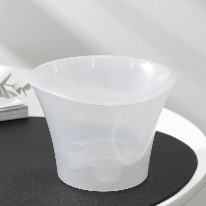 Кашпо для цветов со вставкой «Лагуна», 600 мл, d=13 см, h=9 см, прозрачное - Фото 1