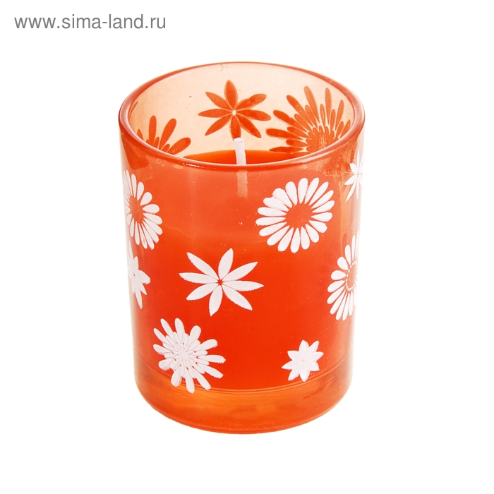 Свеча восковая "Цветочки", цвет оранжевый - Фото 1