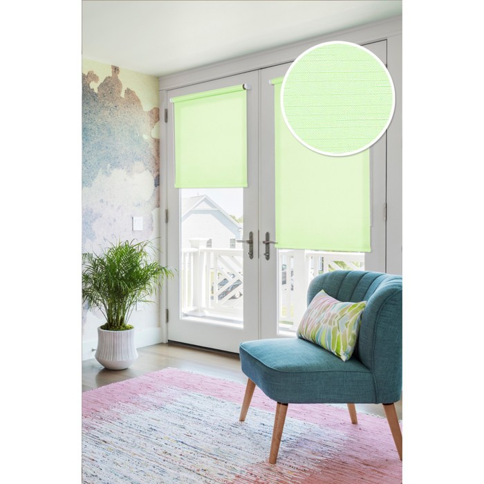 Рулонная штора на балконную дверь, 52х215 см, цвет светло-зелёный - Фото 1