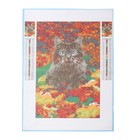 Алмазная мозаика с полным заполнением со светящимися стразами на холсте «Котик в листьях», 20 х 30 см - Фото 2