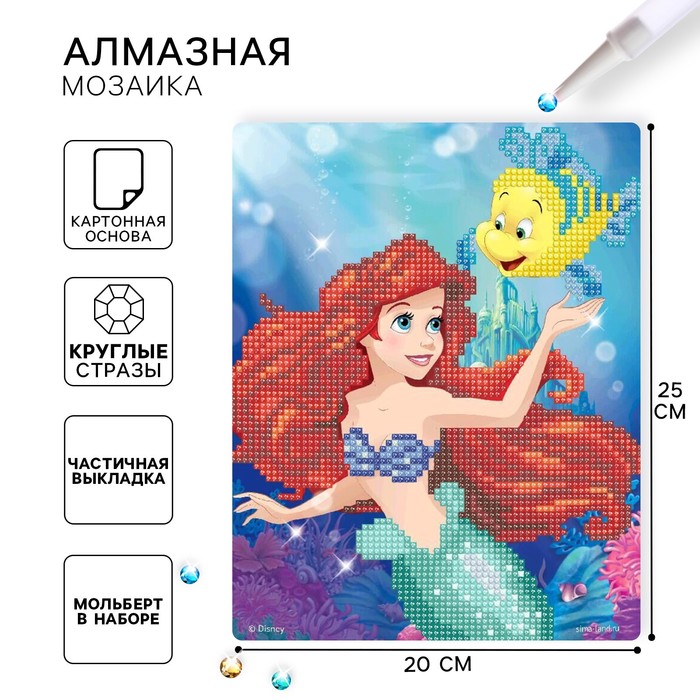 Алмазная мозаика с частичным заполнением для детей «Принцессы», 20×25 см - Фото 1