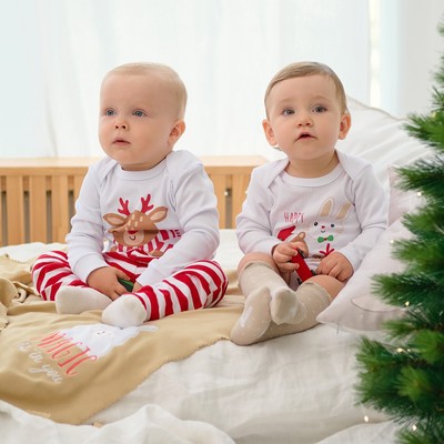 Боди с длинным рукавом Крошка Я «Новогодние зверята», рост 74-80 см, цвет белый