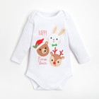 Боди детское «Крошка Я. Новогодние зверята», рост 80-86 см, белое - Фото 3