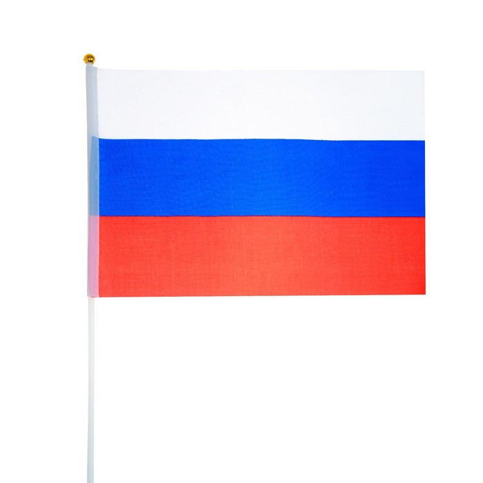 Флаг России, 20 х 30 см, шток 40 см, полиэфирный шёлк - фото 1907475794