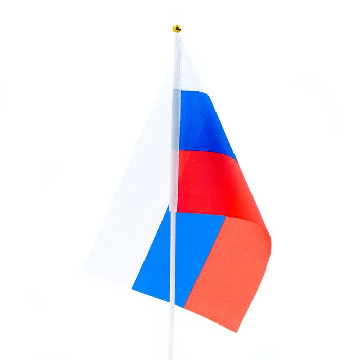 Флаг России, 20 х 30 см, шток 40 см, полиэфирный шёлк - фото 1907475795