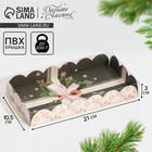 Коробка для кондитерских изделий с PVC крышкой «Новогодний бал», 10.5 × 21 × 3 см - фото 319730484