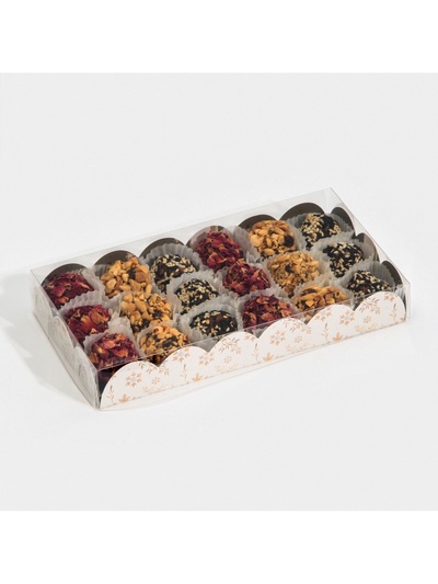 Коробка для кондитерских изделий с пластиковой крышкой «Новогодний бал», 10.5 х 21 х 3 см