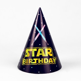 Колпак голографический Star birthday (комплект 6 шт)