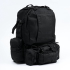 Рюкзак тактический туристический Storm tactic, 50 л, с карманами, однотонный, чёрный - Фото 2