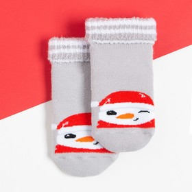 Носки новогодние детские Крошка Я «Снеговик», цвет серый, 10-12 см