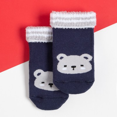 Носки новогодние детские Крошка Я «Мишка», синие, 12-14 см