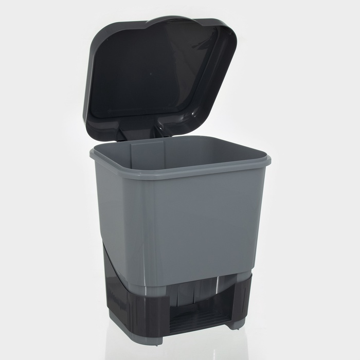 Контейнер для мусора с педалью, 8 л, 24×25.5×29.5 см, пластик, серый - Фото 1
