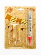 Свеча для торта цифра «Цифра 1», свеча фонтан, золотая - Фото 6