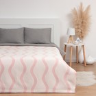 Покрывало хлопковое Этель «Волны» 180х240±5 см, цвет розовый, 100%хлопок, 300гр/м2 - фото 21662931